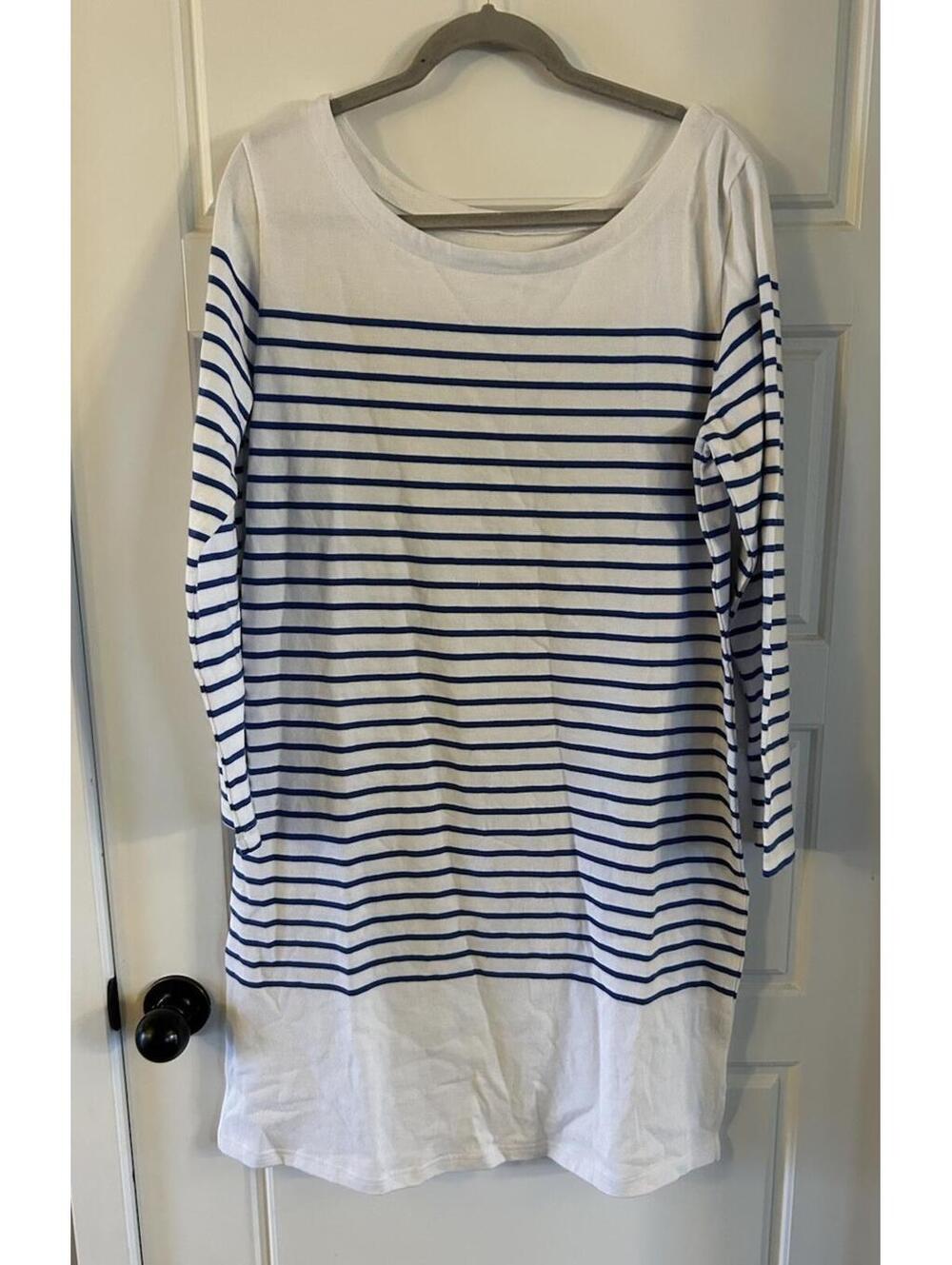 J. Peterman Women’s Striped Shirt Dress White Size XL